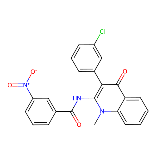 N-(3-(3-chlorophenyl)-1-methyl-4-oxo-1,4-dihydroquinolin-2-yl)-3-nitrobenzamide structure