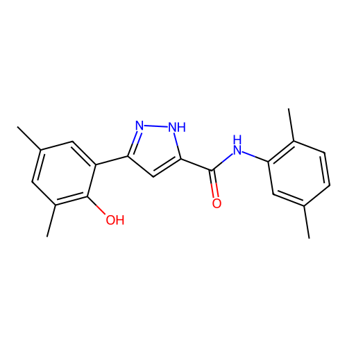 N-(2,5-dimethylphenyl)-5-(2-hydroxy-3,5-dimethylphenyl)-1H-pyrazole-3-carboxamide structure