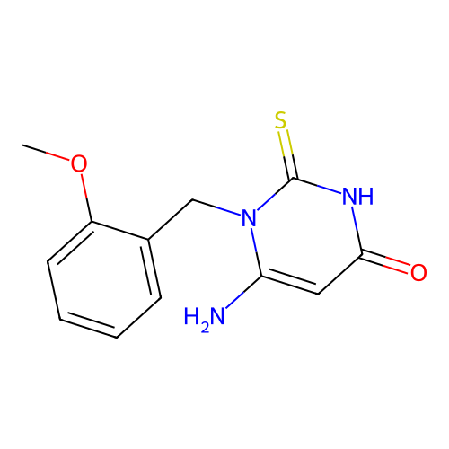 6-amino-1-(2-methoxybenzyl)-2-sulfanylpyrimidin-4(1H)-one structure