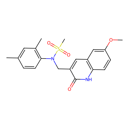 N-(2,4-dimethylphenyl)-N-((2-hydroxy-6-methoxyquinolin-3-yl)methyl)methanesulfonamide structure