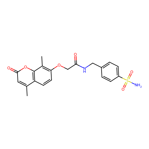 2-[(4,8-dimethyl-2-oxo-2H-chromen-7-yl)oxy]-N-(4-sulfamoylbenzyl)acetamide structure
