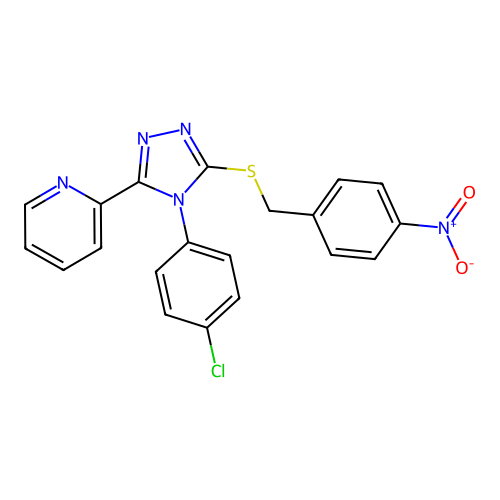 4-(4-Chlorophenyl)-3-[(4-nitrophenyl)methylthio]-5-(2-pyridyl)-1,2,4-triazole structure