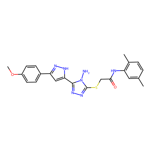 2-((4-amino-5-(3-(4-methoxyphenyl)-1H-pyrazol-5-yl)-4H-1,2,4-triazol-3-yl)thio)-N-(2,5-dimethylphenyl)acetamide structure