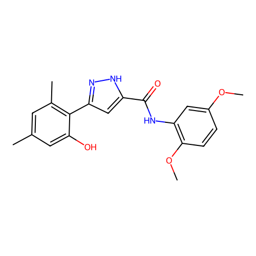 N-(2,5-dimethoxyphenyl)-5-(2-hydroxy-4,6-dimethylphenyl)-1H-pyrazole-3-carboxamide structure