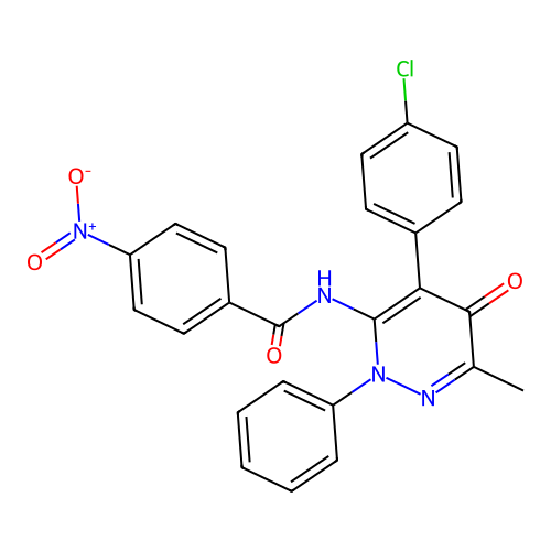 N-(4-(4-chlorophenyl)-6-methyl-5-oxo-2-phenyl-2,5-dihydropyridazin-3-yl)-4-nitrobenzamide structure