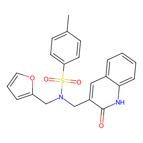 N-(furan-2-ylmethyl)-N-((2-hydroxyquinolin-3-yl)methyl)-4-methylbenzenesulfonamide structure