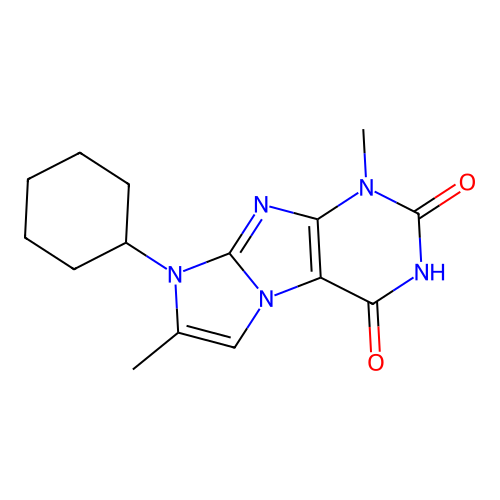 6-Cyclohexyl-4,7-dimethylpurino[7,8-a]imidazole-1,3-dione structure