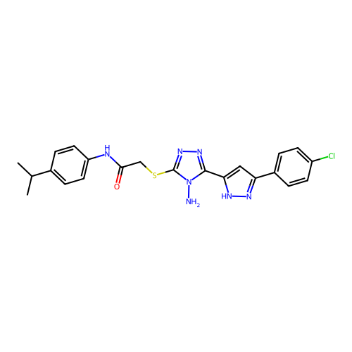 2-((4-amino-5-(3-(4-chlorophenyl)-1H-pyrazol-5-yl)-4H-1,2,4-triazol-3-yl)thio)-N-(4-isopropylphenyl)acetamide structure