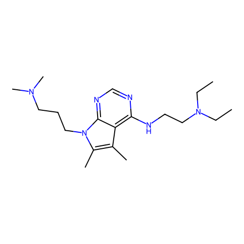 N'-{7-[3-(dimethylamino)propyl]-5,6-dimethyl-7H-pyrrolo[2,3-d]pyrimidin-4-yl}-N,N-diethylethane-1,2-diamine structure