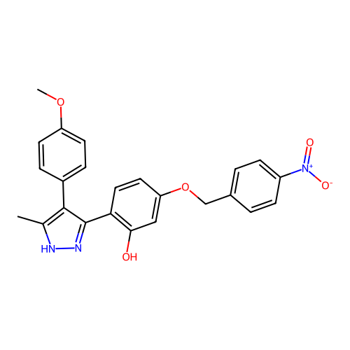 2-(4-(4-methoxyphenyl)-5-methyl-1H-pyrazol-3-yl)-5-((4-nitrobenzyl)oxy)phenol structure