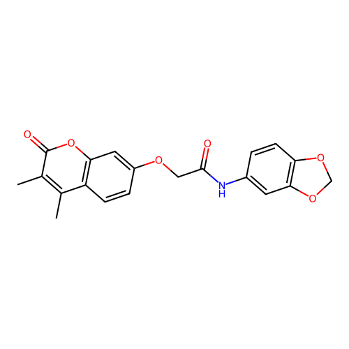 N-(1,3-benzodioxol-5-yl)-2-[(3,4-dimethyl-2-oxo-2H-chromen-7-yl)oxy]acetamide structure