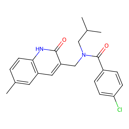 4-chloro-N-((2-hydroxy-6-methylquinolin-3-yl)methyl)-N-isobutylbenzamide structure