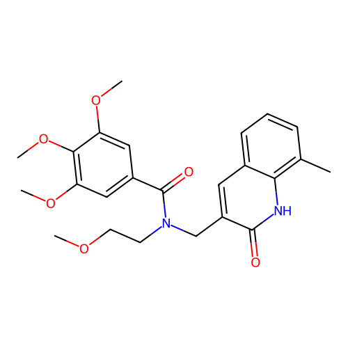 3,4,5-trimethoxy-N-(2-methoxyethyl)-N-[(8-methyl-2-oxo-1H-quinolin-3-yl)methyl]benzamide structure