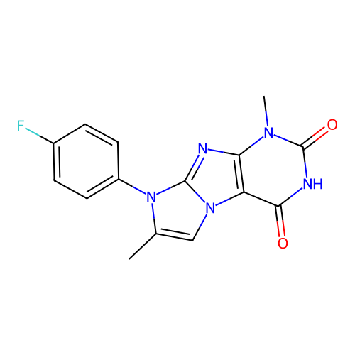 8-(4-fluorophenyl)-1,7-dimethyl-1H-imidazo[2,1-f]purine-2,4(3H,8H)-dione structure