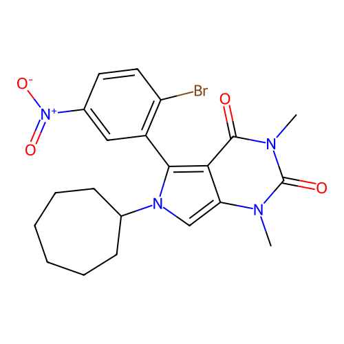 5-(2-bromo-5-nitrophenyl)-6-cycloheptyl-1,3-dimethyl-1H-pyrrolo[3,4-d]pyrimidine-2,4(3H,6H)-dione structure