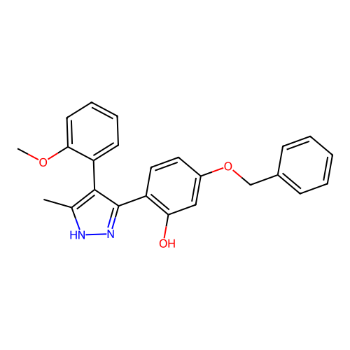 5-(benzyloxy)-2-(4-(2-methoxyphenyl)-5-methyl-1H-pyrazol-3-yl)phenol structure