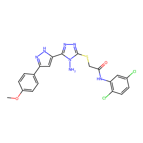 2-((4-amino-5-(3-(4-methoxyphenyl)-1H-pyrazol-5-yl)-4H-1,2,4-triazol-3-yl)thio)-N-(2,5-dichlorophenyl)acetamide structure