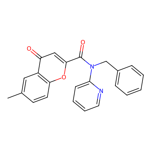 N-benzyl-6-methyl-4-oxo-N-(pyridin-2-yl)-4H-chromene-2-carboxamide structure