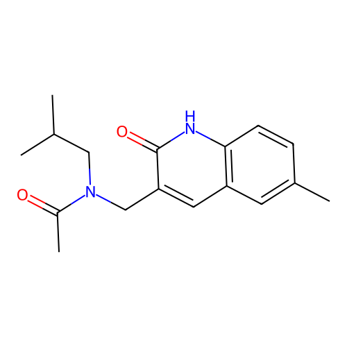 N-[(2-hydroxy-6-methylquinolin-3-yl)methyl]-N-(2-methylpropyl)acetamide structure
