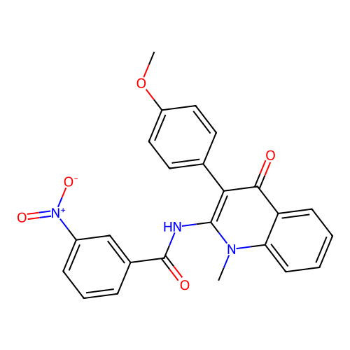 N-(3-(4-methoxyphenyl)-1-methyl-4-oxo-1,4-dihydroquinolin-2-yl)-3-nitrobenzamide structure