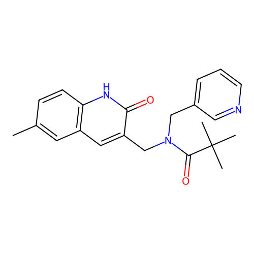 N-((2-hydroxy-6-methylquinolin-3-yl)methyl)-N-(pyridin-3-ylmethyl)pivalamide structure