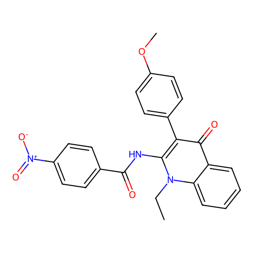 N-(1-ethyl-3-(4-methoxyphenyl)-4-oxo-1,4-dihydroquinolin-2-yl)-4-nitrobenzamide structure