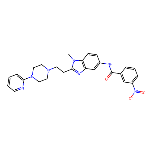 N-[1-methyl-2-[2-(4-pyridin-2-ylpiperazin-1-yl)ethyl]benzimidazol-5-yl]-3-nitrobenzamide structure