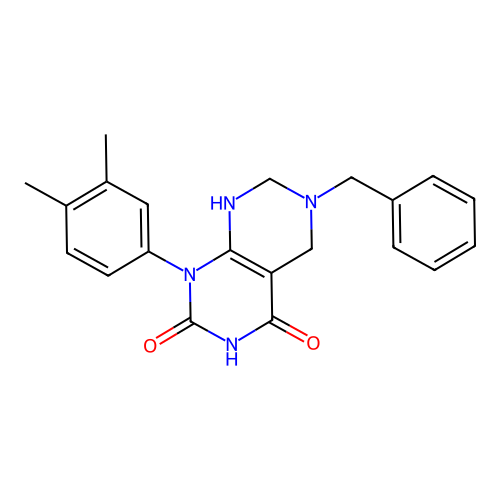 6-benzyl-1-(3,4-dimethylphenyl)-5,6,7,8-tetrahydropyrimido[4,5-d]pyrimidine-2,4(1H,3H)-dione structure