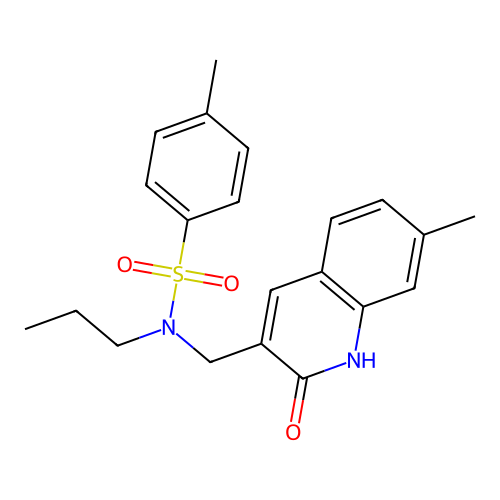 4-methyl-N-[(7-methyl-2-oxo-1H-quinolin-3-yl)methyl]-N-propylbenzenesulfonamide structure