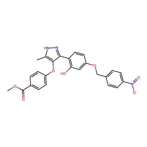 methyl 4-(3-{2-hydroxy-4-[(4-nitrophenyl)methoxy]phenyl}-5-methylpyrazol-4-ylo xy)benzoate structure