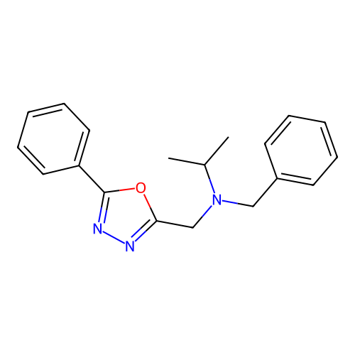 N-benzyl-N-[(5-phenyl-1,3,4-oxadiazol-2-yl)methyl]propan-2-amine structure