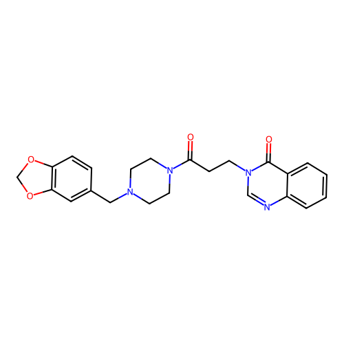 3-{3-[4-(1,3-benzodioxol-5-ylmethyl)piperazino]-3-oxopropyl}-4(3H)-quinazolinone structure