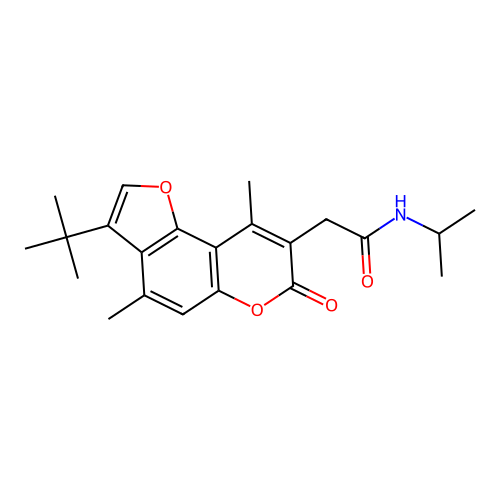 2-(3-(tert-butyl)-4,9-dimethyl-7-oxo-7H-furo[2,3-f]chromen-8-yl)-N-isopropylacetamide structure