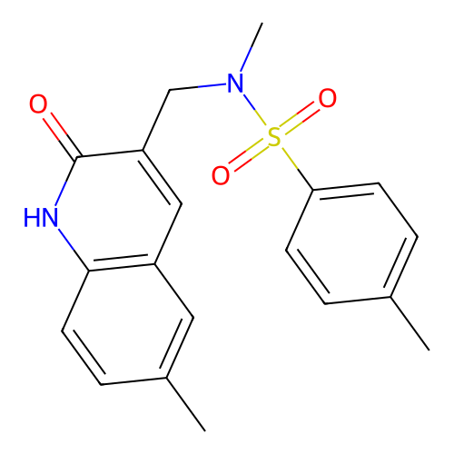 N,4-dimethyl-N-[(6-methyl-2-oxo-1H-quinolin-3-yl)methyl]benzenesulfonamide structure