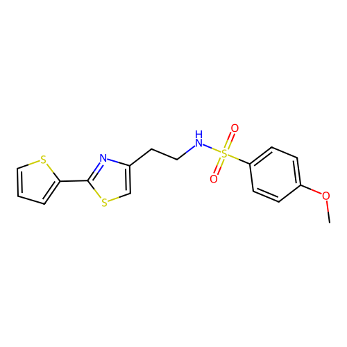 4-methoxy-N-{2-[2-(thiophen-2-yl)-1,3-thiazol-4-yl]ethyl}benzenesulfonamide structure