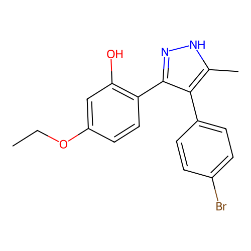 2-[4-(4-bromophenyl)-5-methyl-1H-pyrazol-3-yl]-5-ethoxyphenol structure