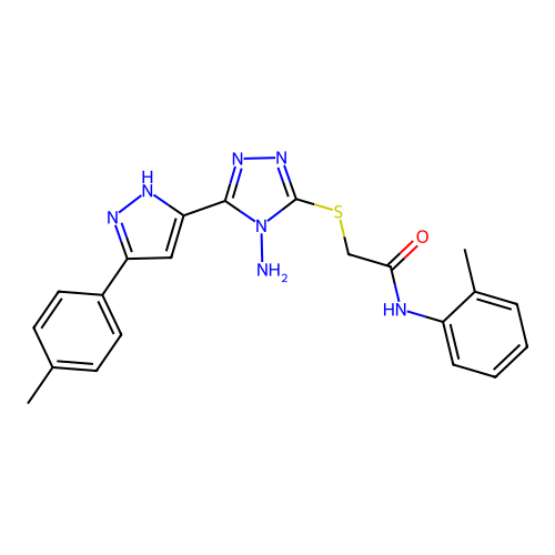 2-((4-amino-5-(3-(p-tolyl)-1H-pyrazol-5-yl)-4H-1,2,4-triazol-3-yl)thio)-N-(o-tolyl)acetamide structure