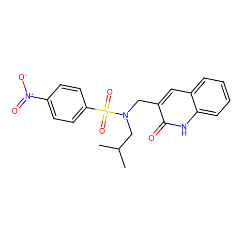 N-(2-methylpropyl)-4-nitro-N-[(2-oxo-1H-quinolin-3-yl)methyl]benzenesulfonamide structure