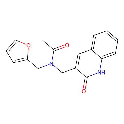 N-(furan-2-ylmethyl)-N-[(2-oxo-1,2-dihydroquinolin-3-yl)methyl]acetamide structure