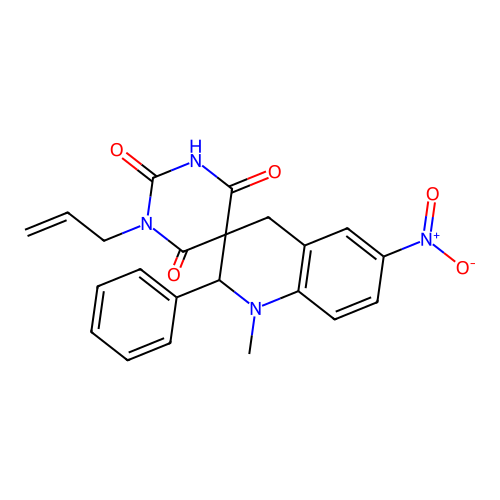 1'-methyl-6'-nitro-2'-phenyl-1-prop-2-enylspiro[1,3-diazinane-5,3'-2,4-dihydroquinoline]-2,4,6-trione structure