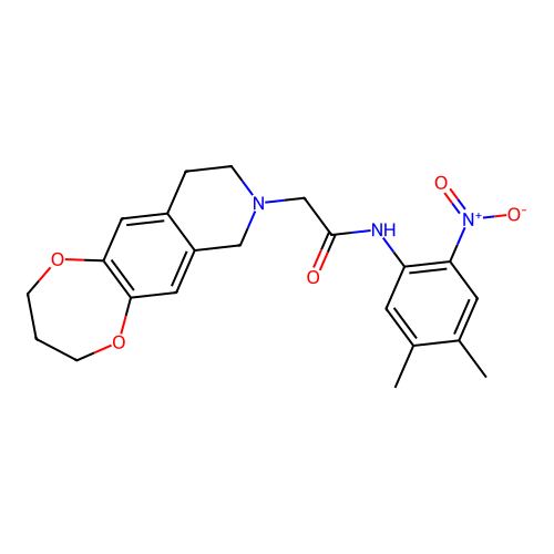 N-(4,5-dimethyl-2-nitrophenyl)-2-(3,4,9,10-tetrahydro-2H-[1,4]dioxepino[2,3-g]isoquinolin-8(7H)-yl)acetamide structure