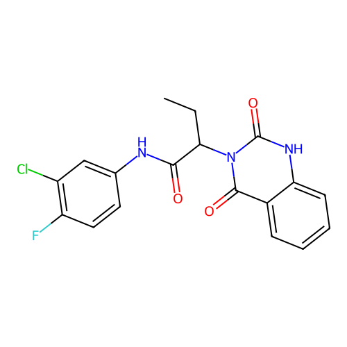 N-(3-chloro-4-fluorophenyl)-2-(2-hydroxy-4-oxoquinazolin-3(4H)-yl)butanamide structure
