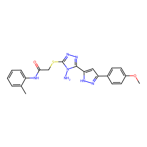 2-((4-amino-5-(3-(4-methoxyphenyl)-1H-pyrazol-5-yl)-4H-1,2,4-triazol-3-yl)thio)-N-(o-tolyl)acetamide structure