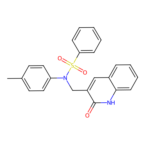 N-(4-methylphenyl)-N-[(2-oxo-1H-quinolin-3-yl)methyl]benzenesulfonamide structure