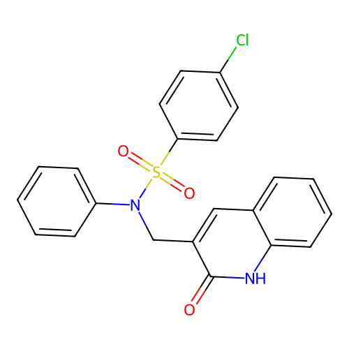 4-chloro-N-[(2-oxo-1H-quinolin-3-yl)methyl]-N-phenylbenzenesulfonamide structure
