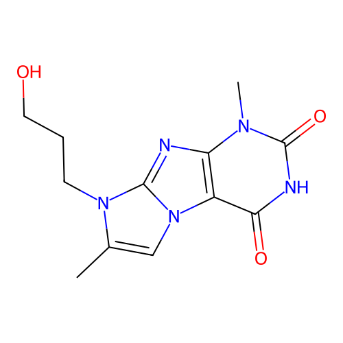 8-(3-hydroxypropyl)-1,7-dimethyl-1H-imidazo[2,1-f]purine-2,4(3H,8H)-dione structure