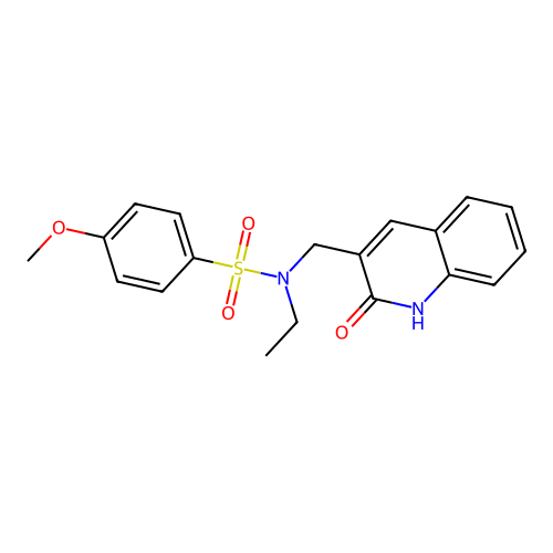 N-ethyl-4-methoxy-N-[(2-oxo-1H-quinolin-3-yl)methyl]benzenesulfonamide structure