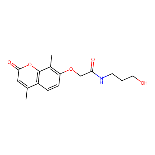 2-((4,8-dimethyl-2-oxo-2H-chromen-7-yl)oxy)-N-(3-hydroxypropyl)acetamide structure