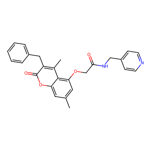 2-((3-benzyl-4,7-dimethyl-2-oxo-2H-chromen-5-yl)oxy)-N-(pyridin-4-ylmethyl)acetamide structure