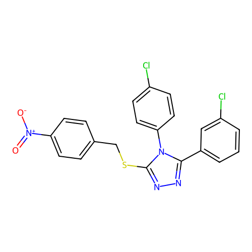 3-(3-chlorophenyl)-4-(4-chlorophenyl)-5-[(4-nitrophenyl)methylsulfanyl]-1,2,4-triazole structure
